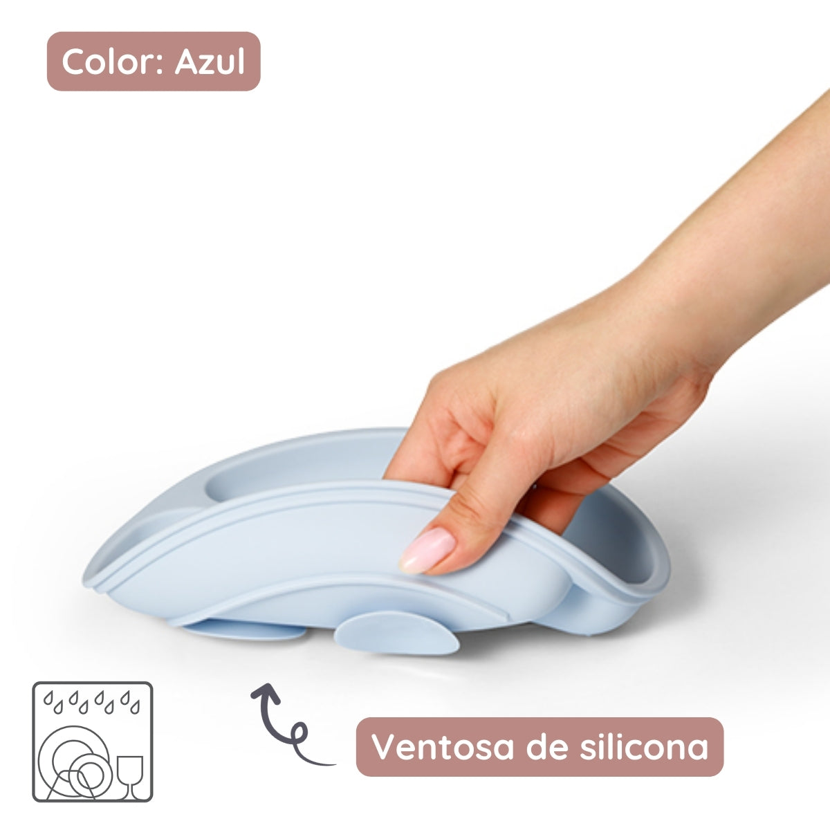 Babyono Plato de silicona con compartimentos y ventosa