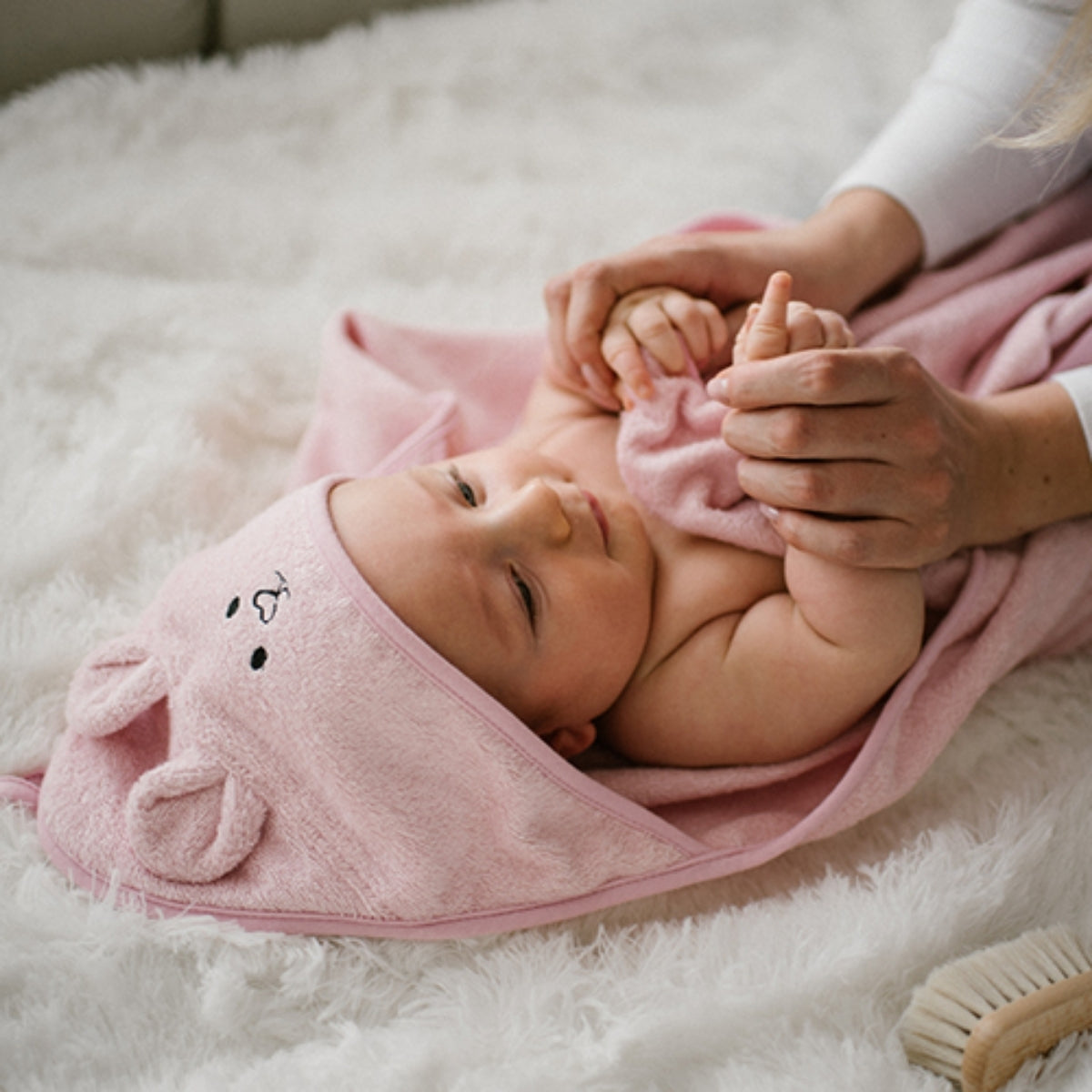 Babyono Capa de baño Bamboo XL para bebés conejito