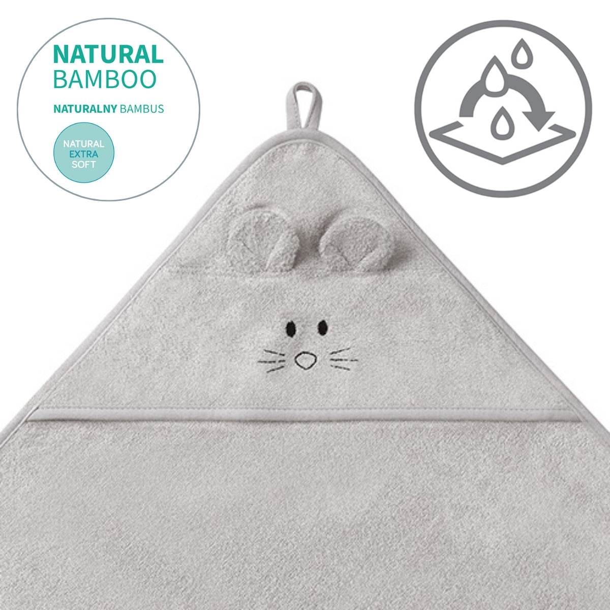 Babyono Capa de baño Bamboo XL para bebés conejito
