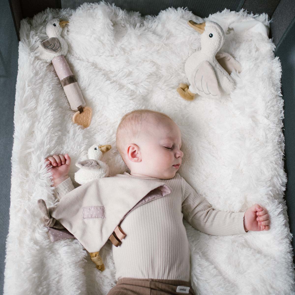 Babyono Peluche con sonajero Ganso Zoe