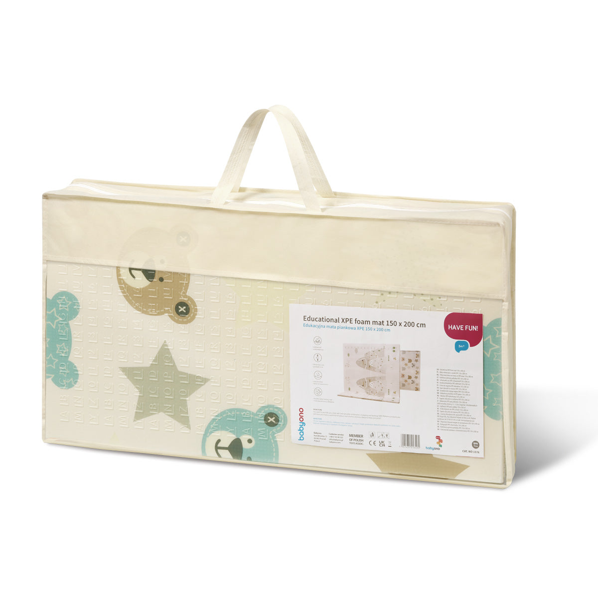 Babyono Alfombra de juegos infantil plegable 150x200 cm reversible