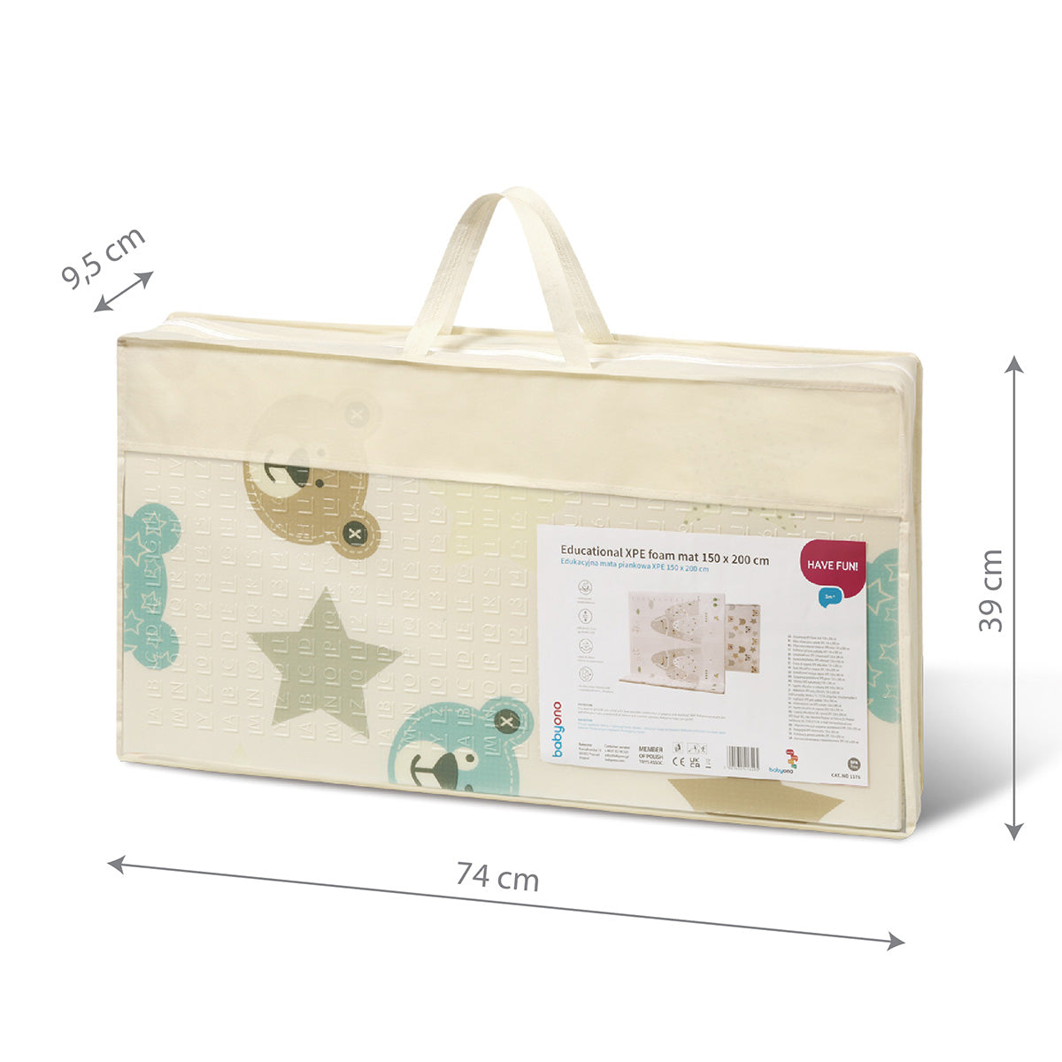 Babyono Alfombra de juegos infantil plegable 150x200 cm reversible