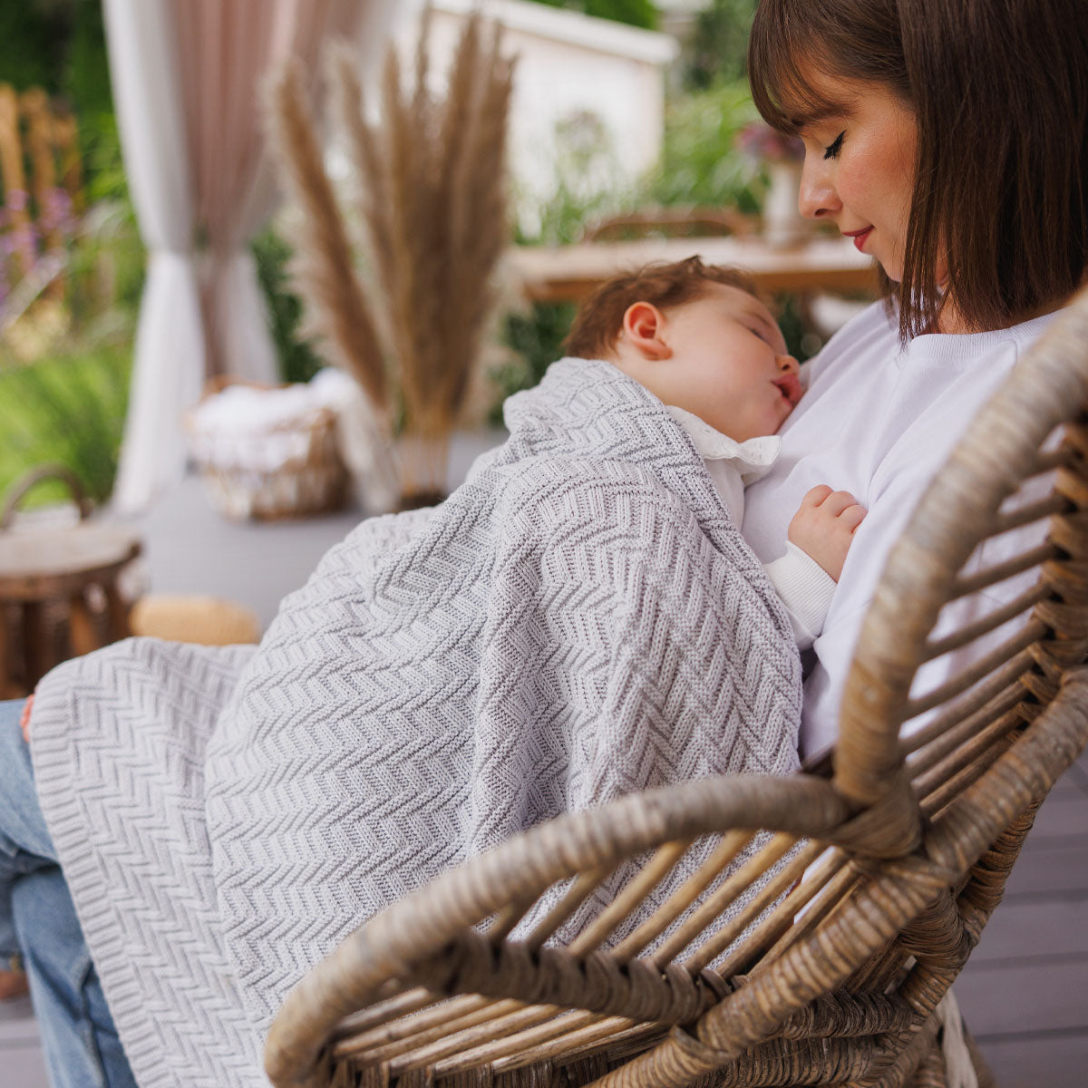 Babyono Manta de algodón orgánico para bebé 75x100 cm