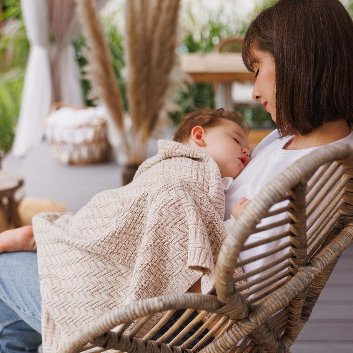 Babyono Manta de algodón orgánico para bebé 75x100 cm