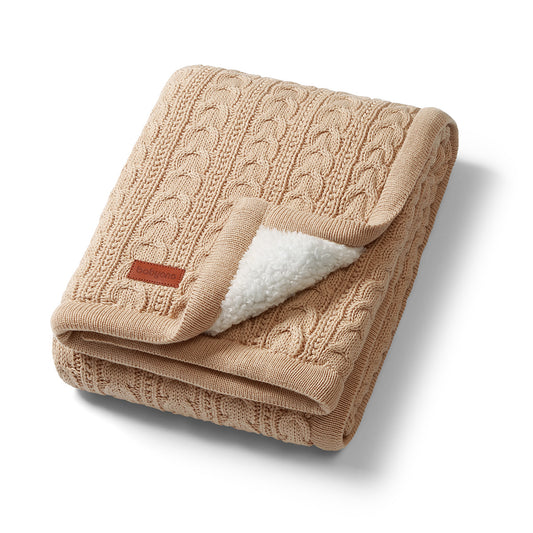 Babyono Manta de algodón trenzada con borreguito