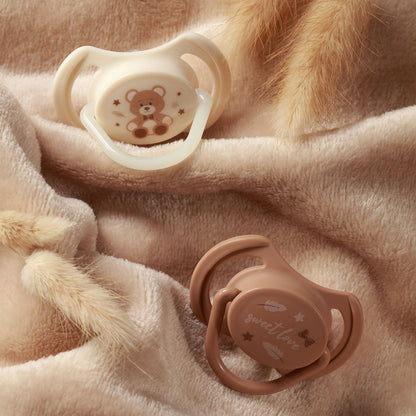 Chupetes tetina simétrica de silicona 0-6 meses Beige