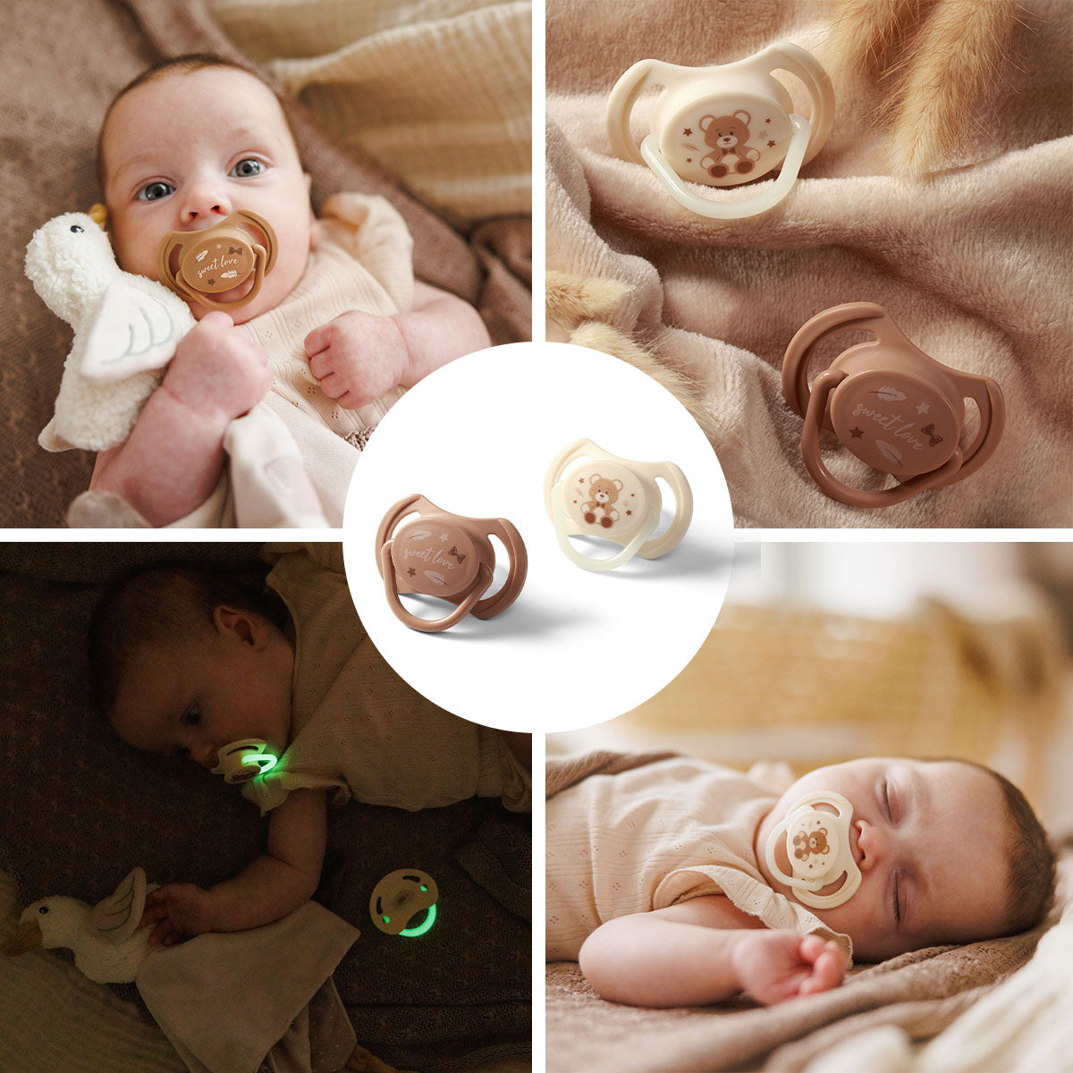 Chupetes tetina simétrica de silicona 0-6 meses Beige