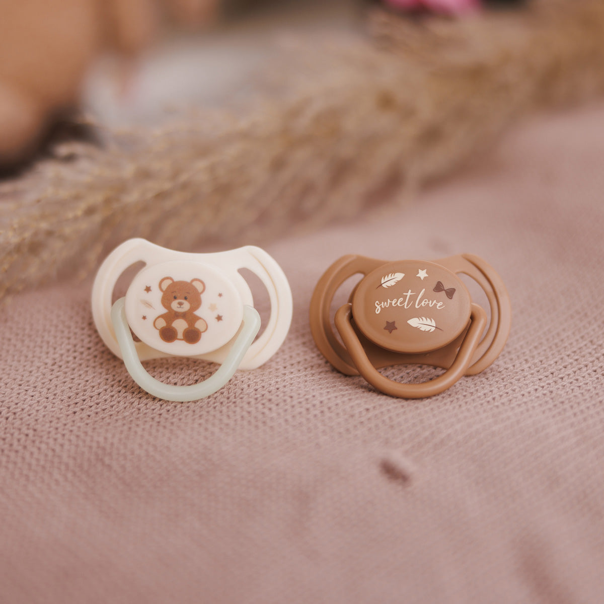 Chupetes tetina simétrica de silicona 0-6 meses Beige