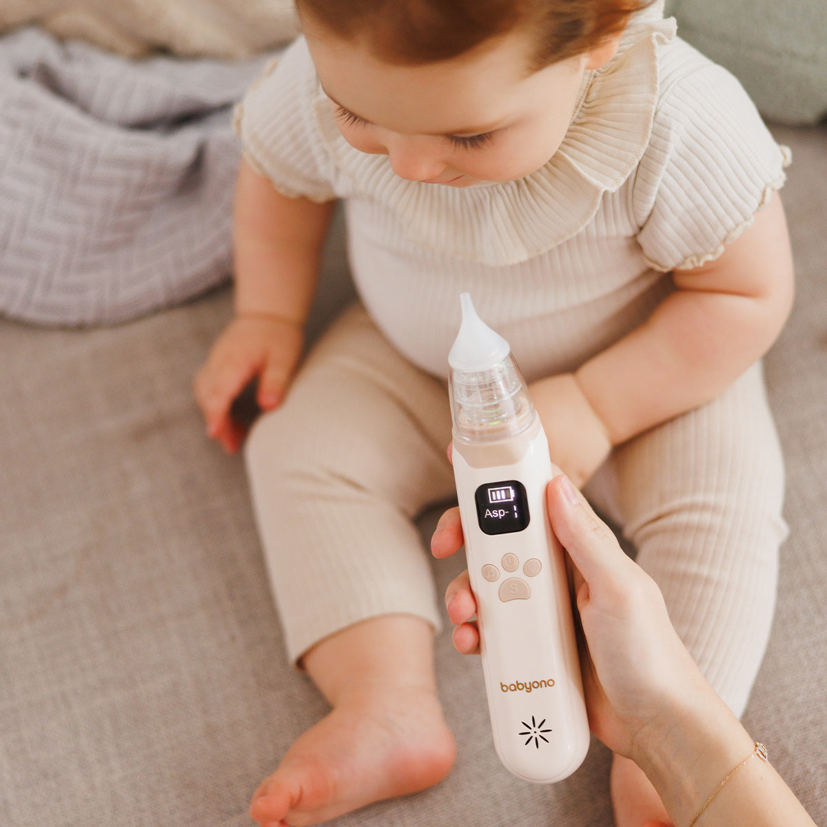 Babyono Aspirador nasal eléctrico ultrasilencioso Beige