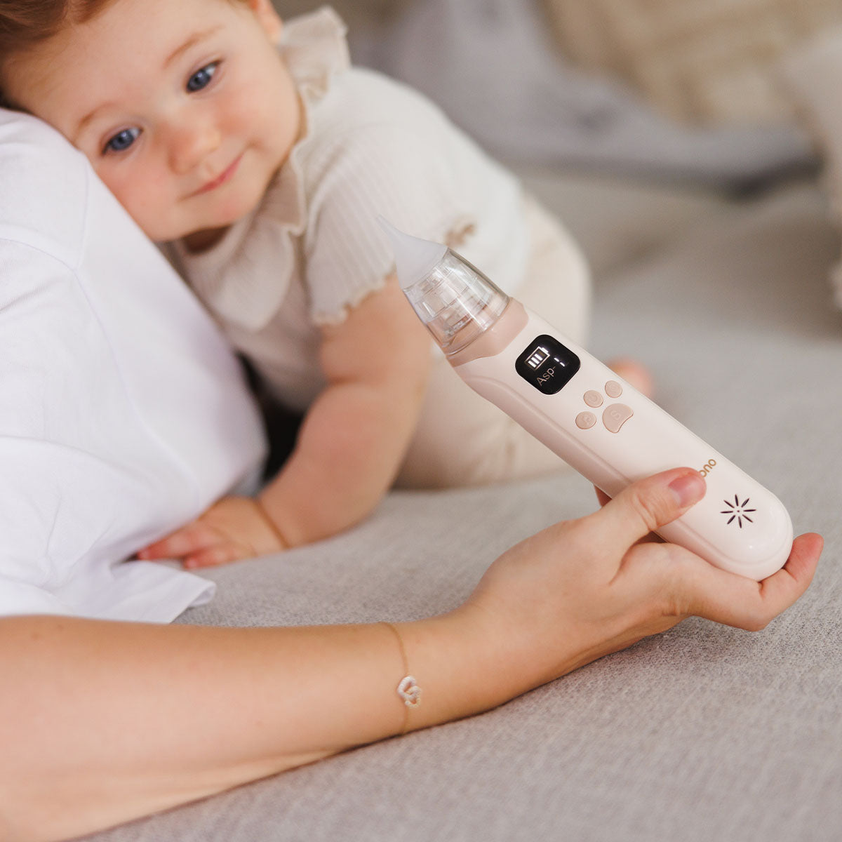 Babyono Aspirador nasal eléctrico ultrasilencioso Beige