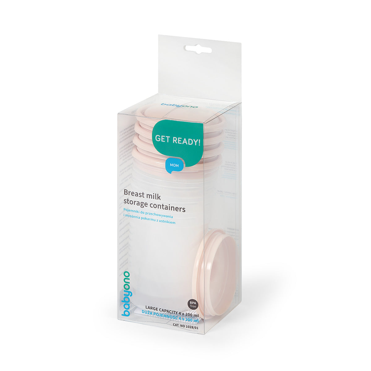 Babyono Recipientes para la leche y alimentos 200ml pack 4 unid.