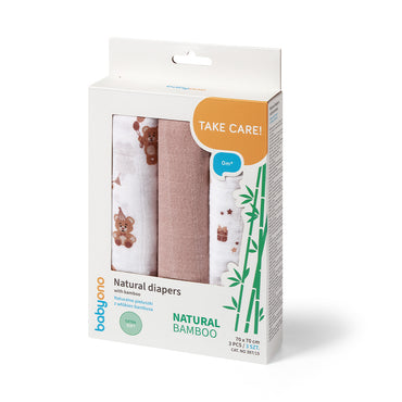 Babyono Pack 3 muselinas Natural bambú organico 70x70 cm