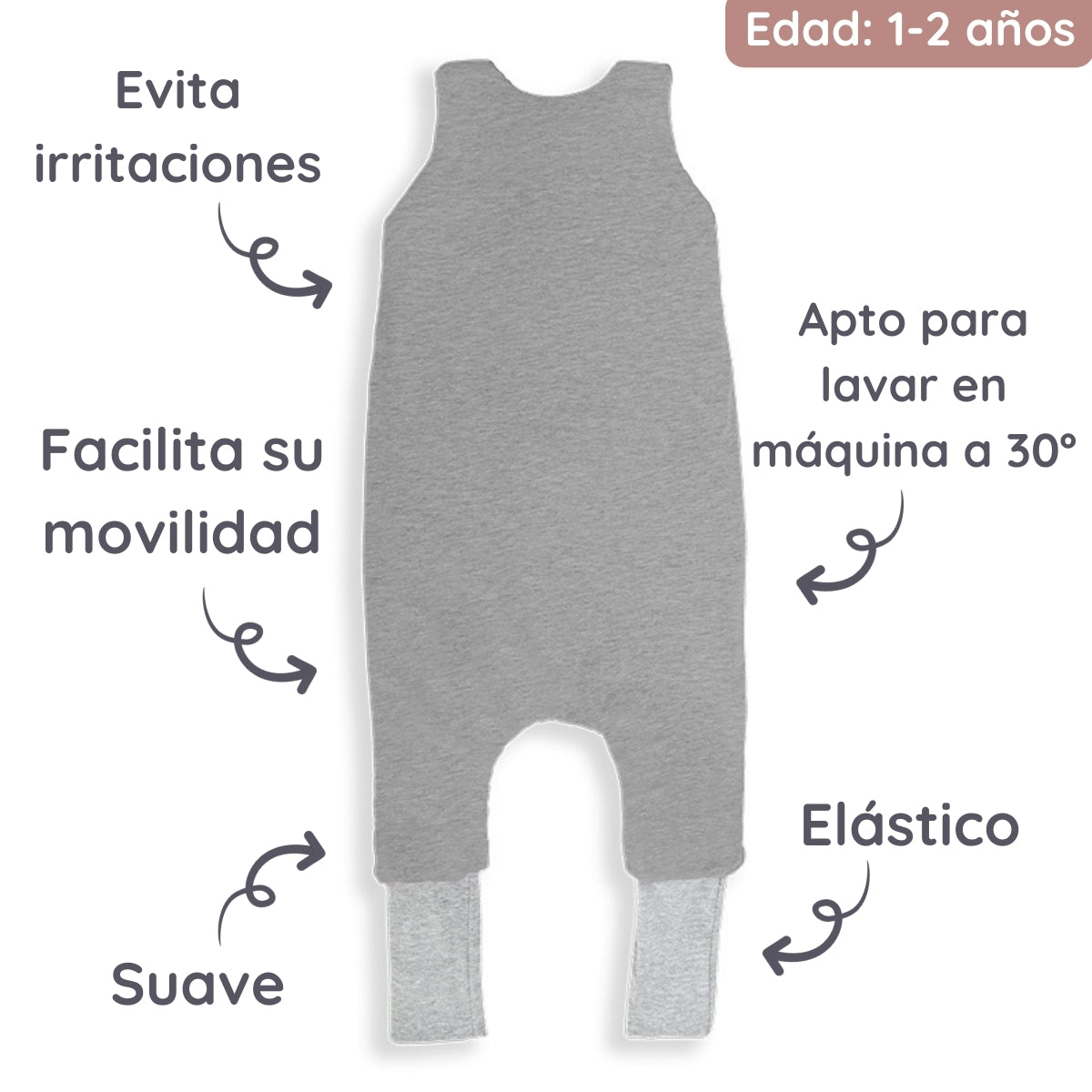 Melange Saco de dormir con pies Reversible T-M jersey algodón