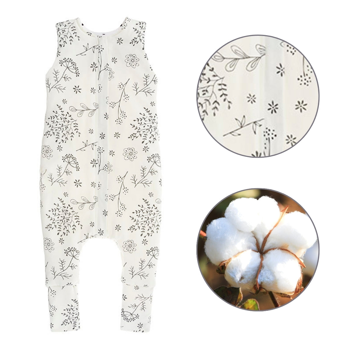 Bloom Saco de dormir con pies Reversible T-M jersey algodón