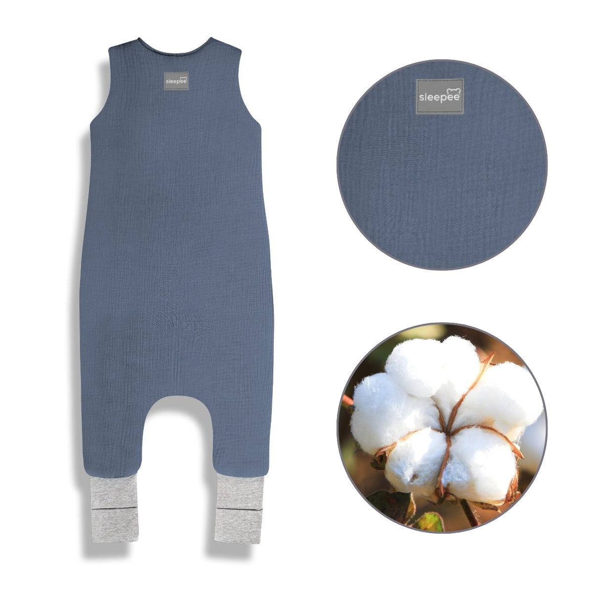 Natural Baby Sacos de dormir con piernas T-S Muselina algodón