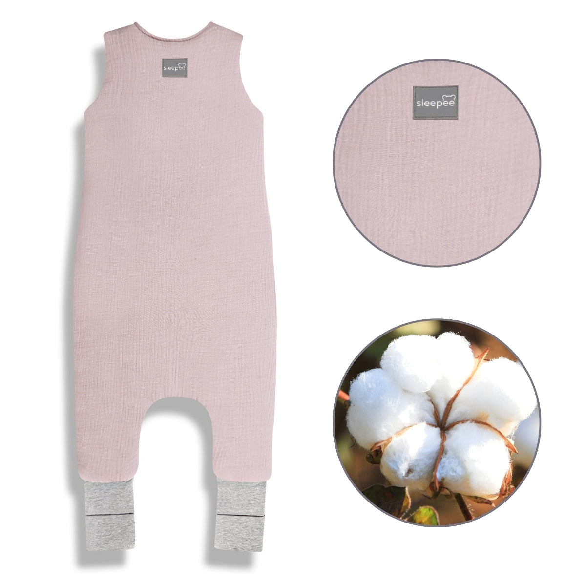 Natural Baby Sacos de dormir con piernas T-S Muselina algodón