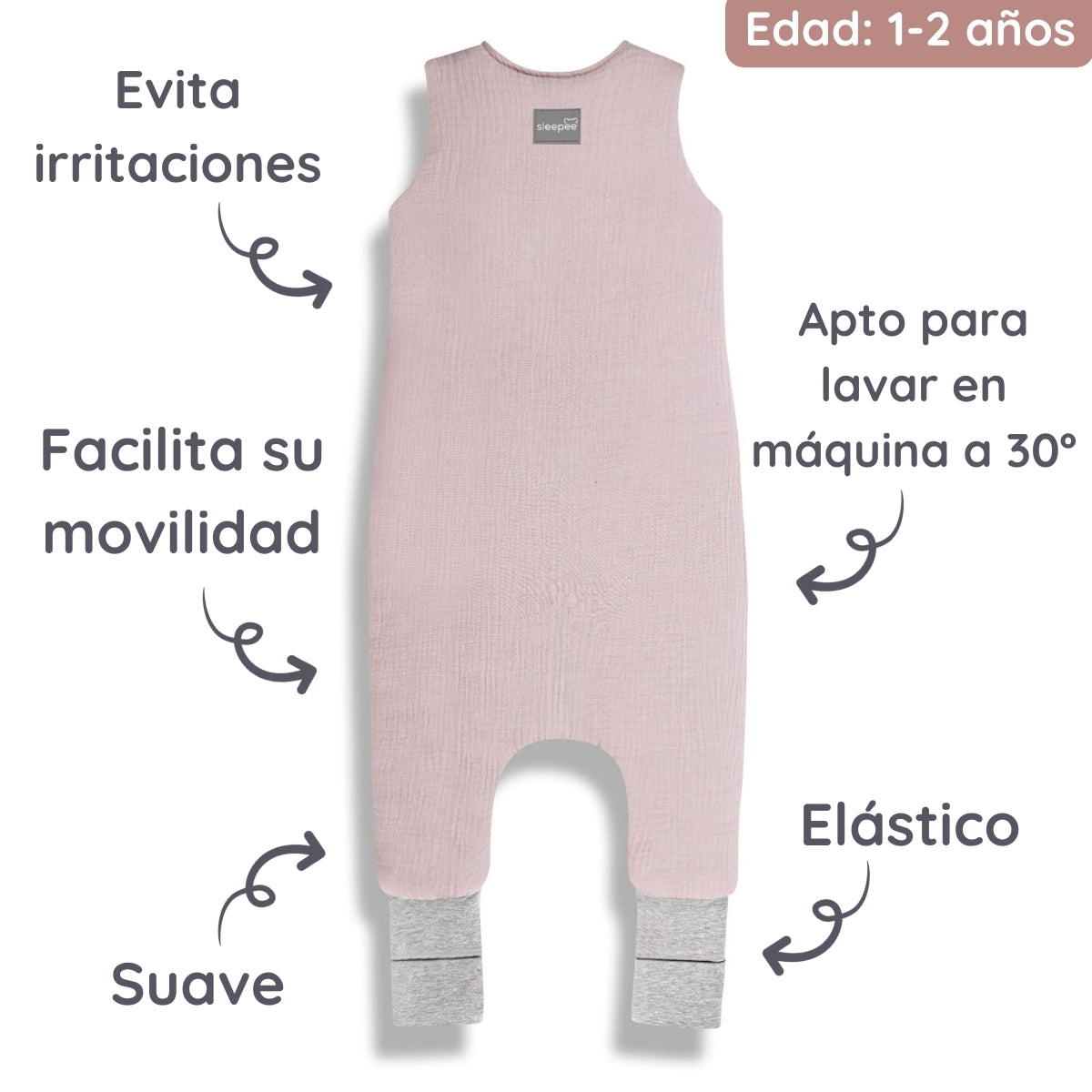 Natural Baby Sacos de dormir con piernas T-S Muselina algodón