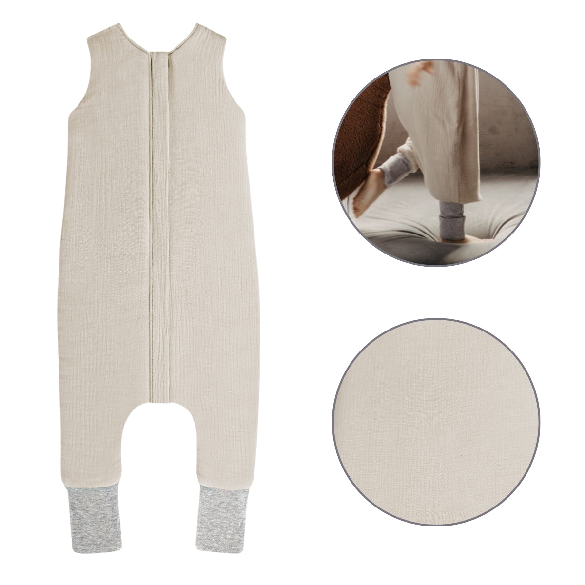 Natural Baby Sacos de dormir con piernas T-S Muselina algodón