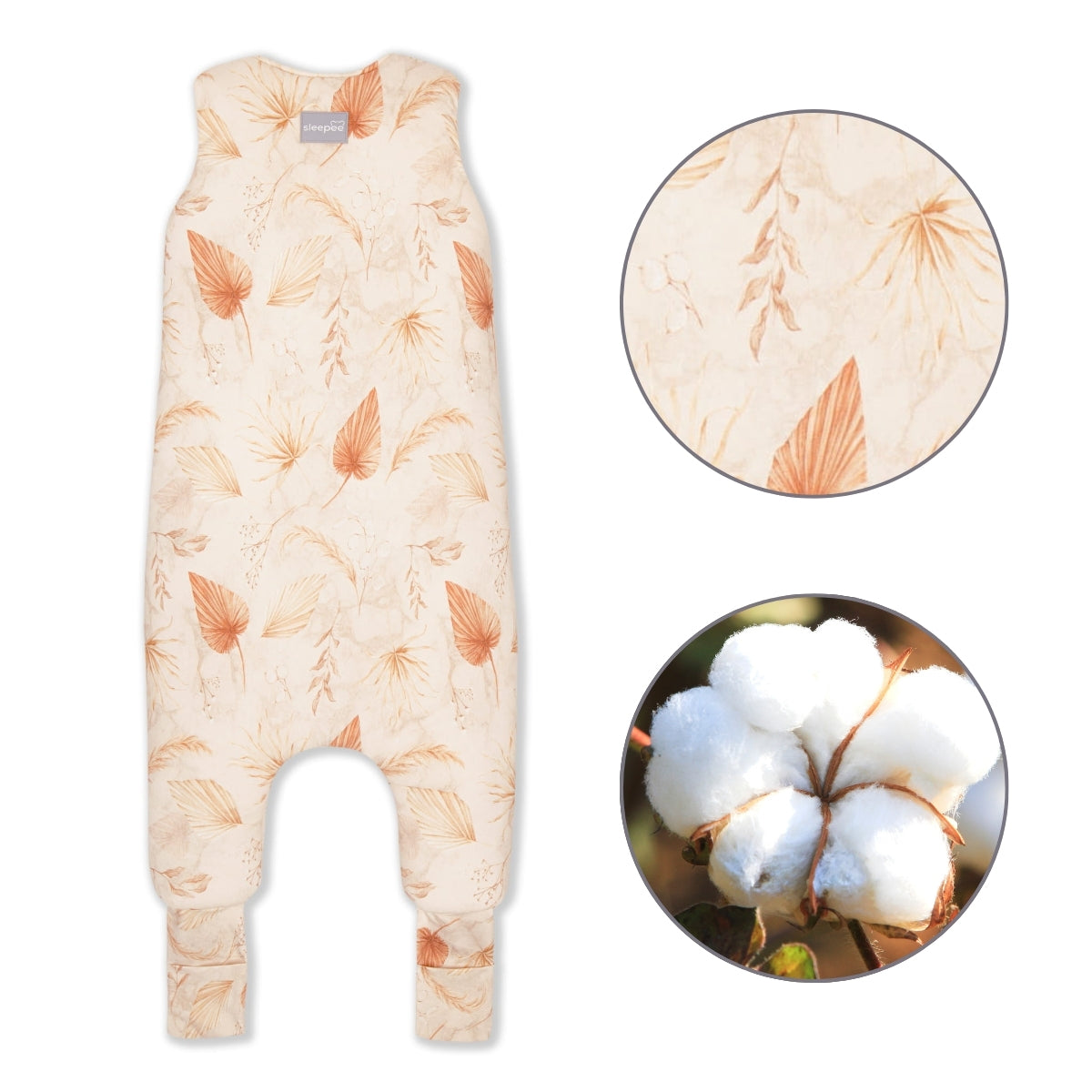 Bohemian Saco de dormir con pies Reversible T-S jersey algodón