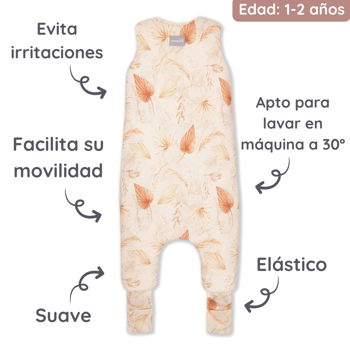 Bohemian Saco de dormir con pies Reversible T-S jersey algodón
