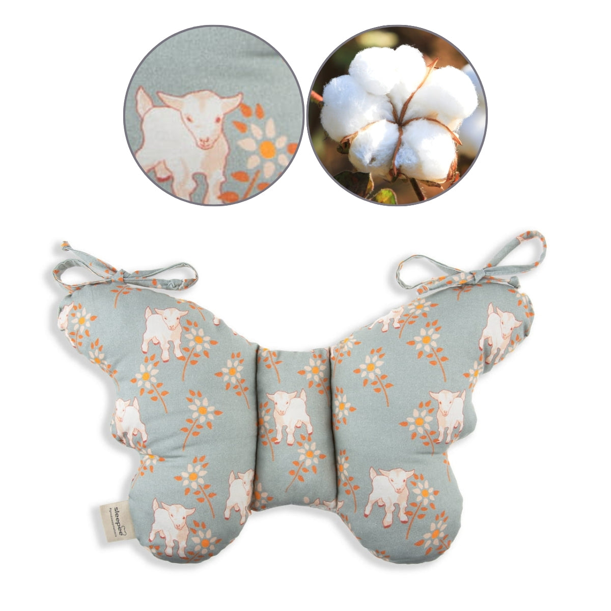 Vintage Animals Vintage Animals Almohada para bebés antichoque Mariposa