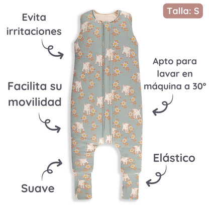 Vintage Animals Saco de dormir con pies Reversible T-S jersey algodón