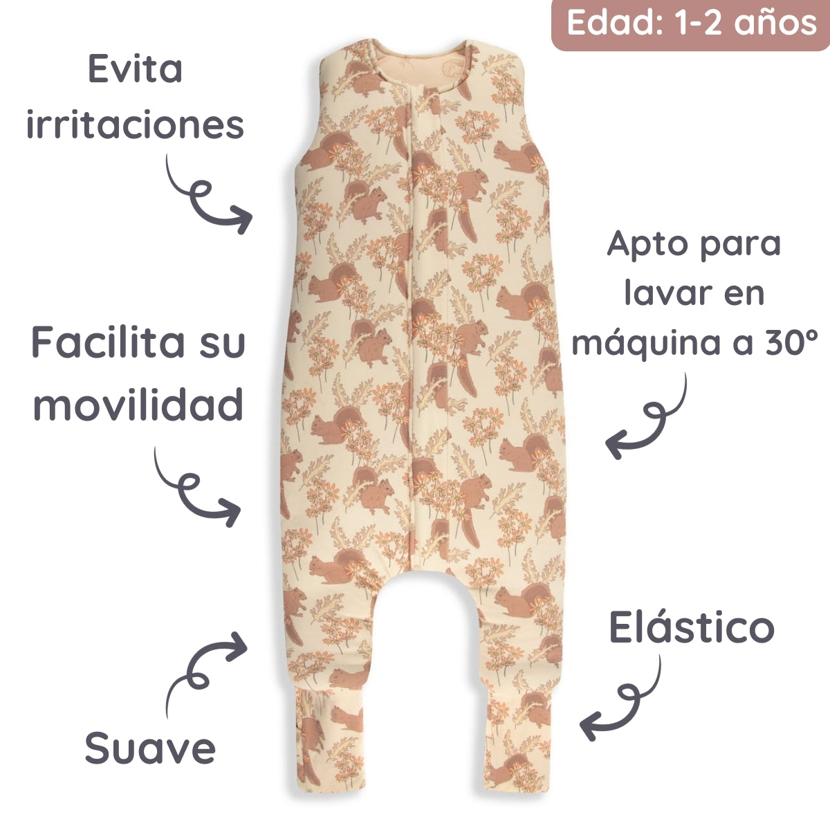 Vintage Animals Saco de dormir con pies Reversible T-S jersey algodón