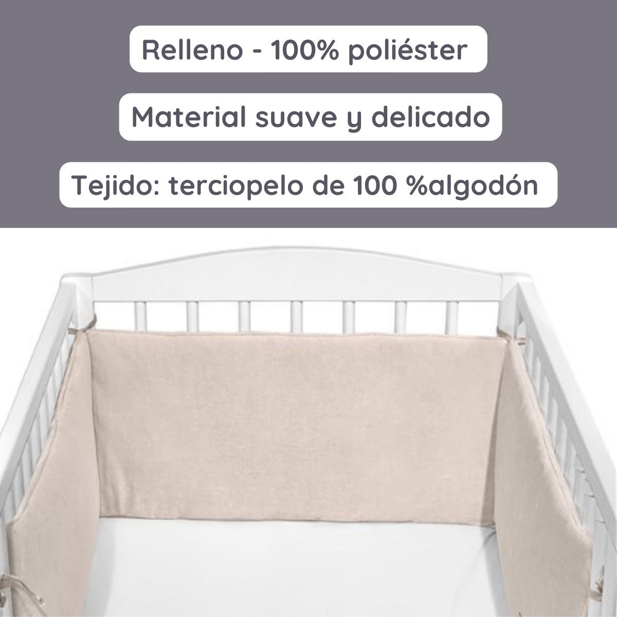 Cotton Color Chichonera para cuna 180x30 Velour algodón