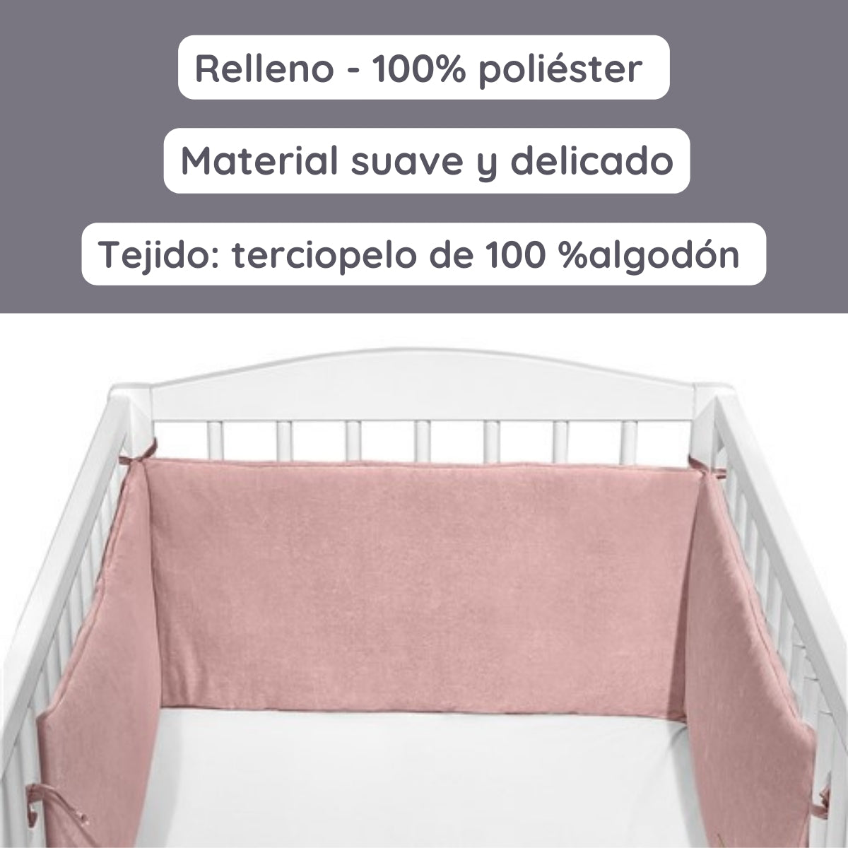 Cotton Color Chichonera para cuna 180x30 Velour algodón