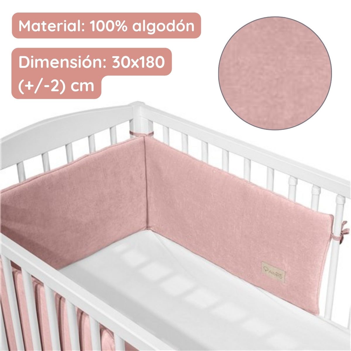 Cotton Color Chichonera para cuna 180x30 Velour algodón
