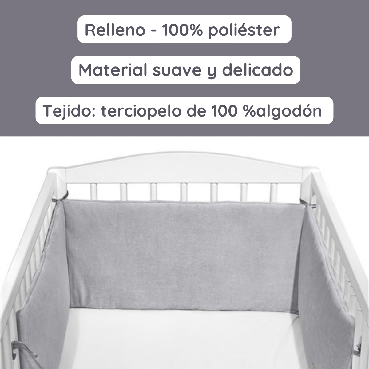 Cotton Color Chichonera para cuna 180x30 Velour algodón