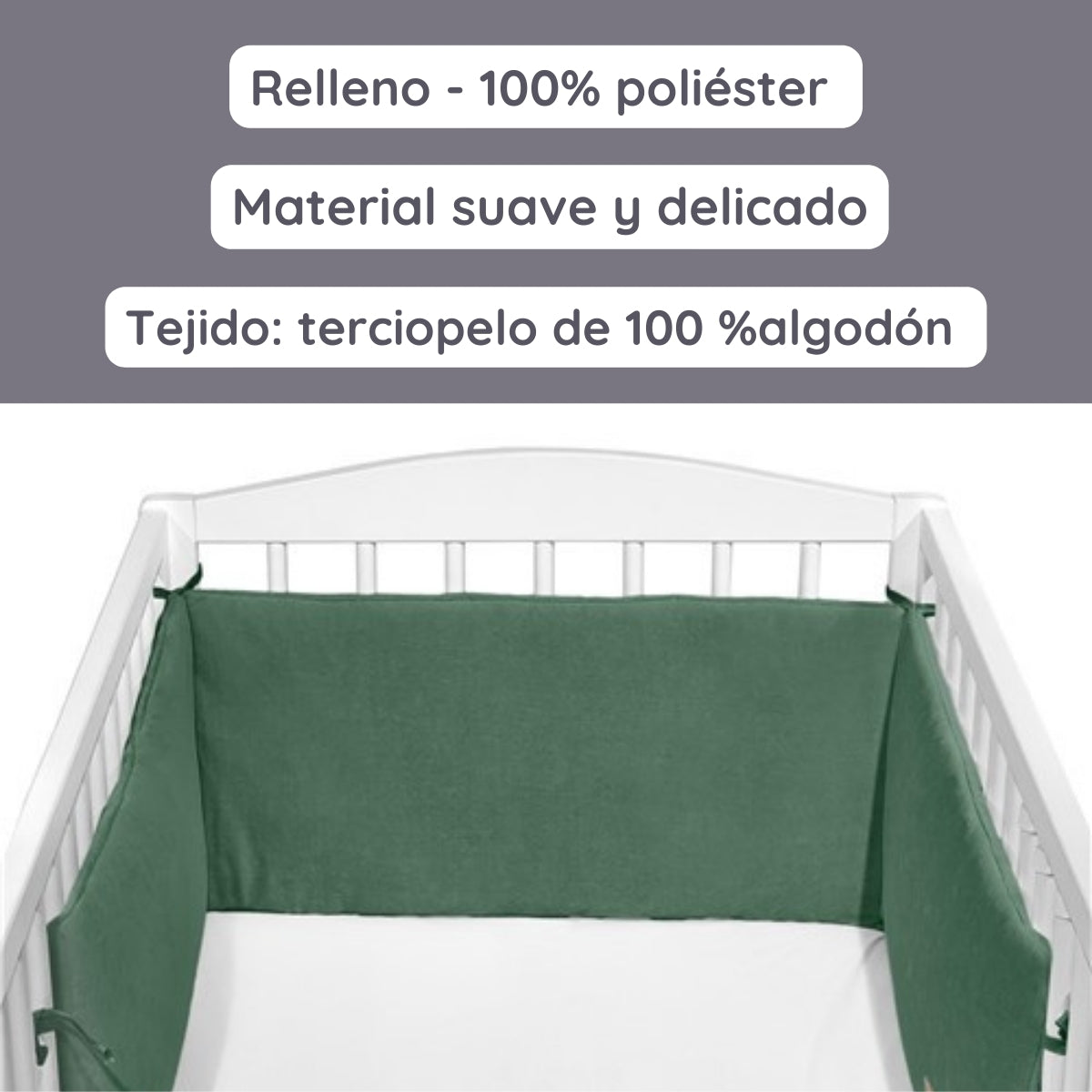 Cotton Color Chichonera para cuna 180x30 Velour algodón