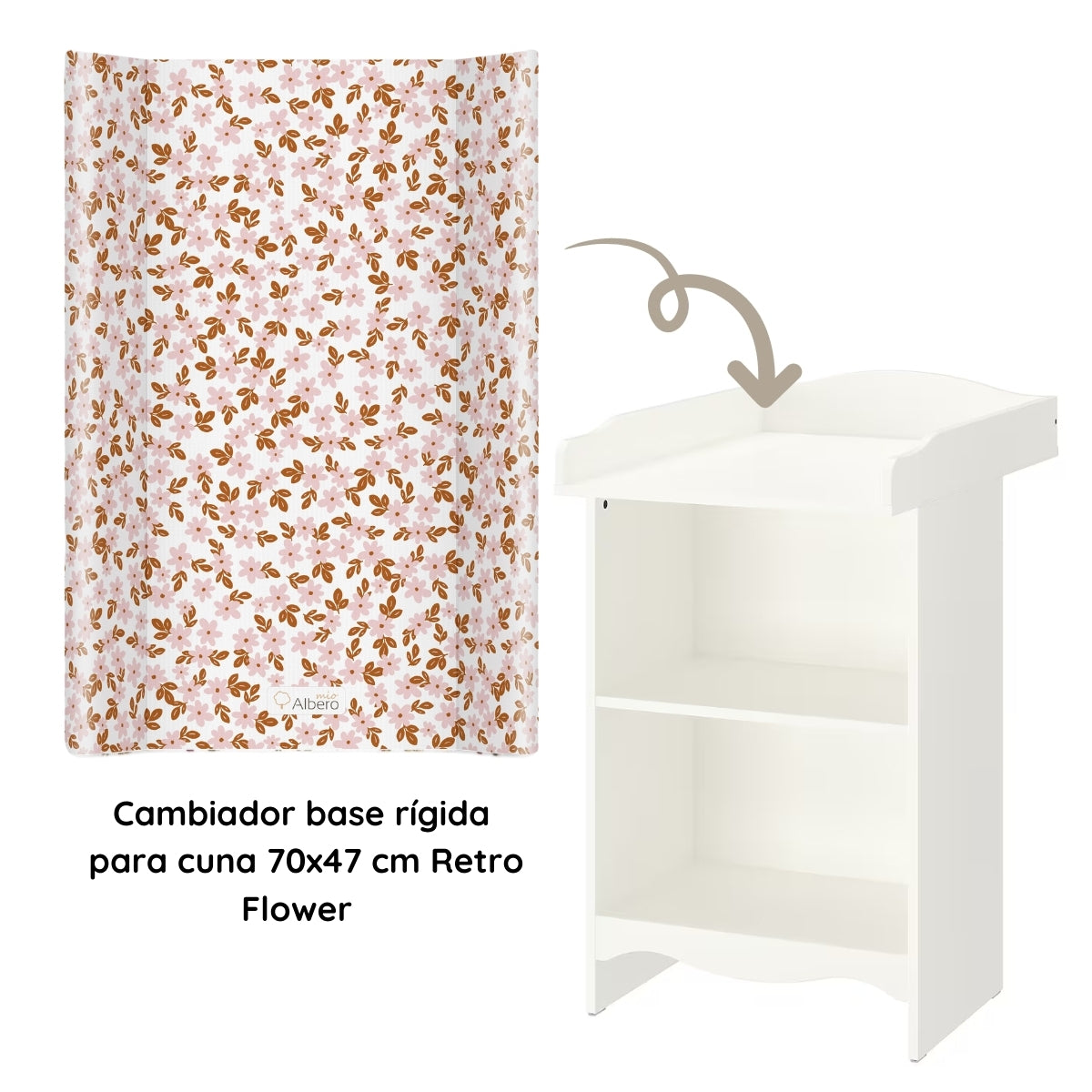 Cotton Color Cambiador base rígida 2 en 1 para Cuna y Cómoda