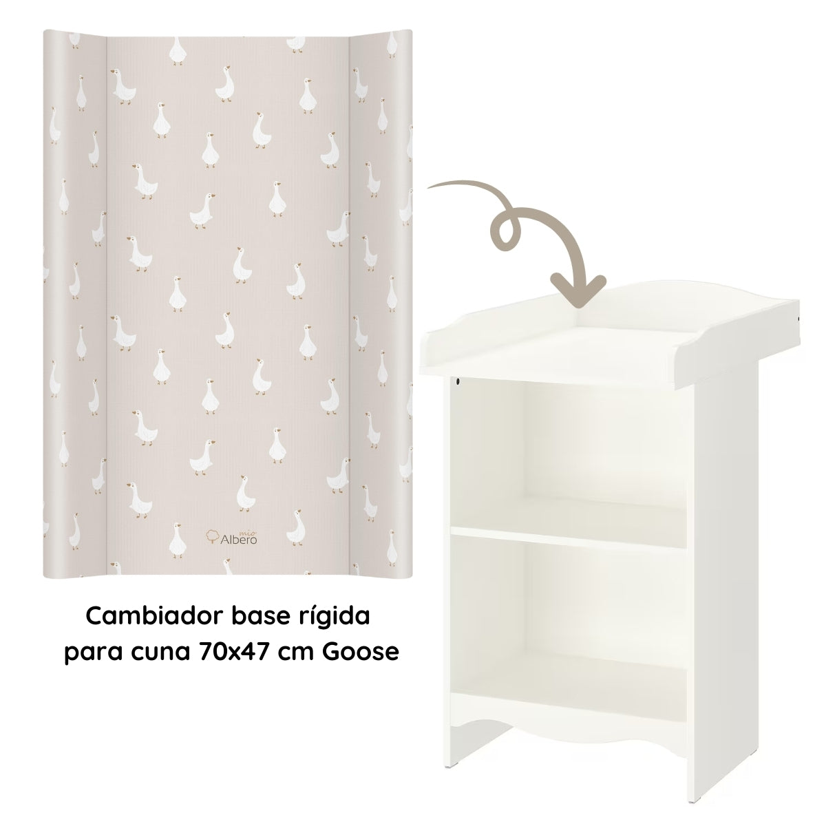 Cotton Color Cambiador base rígida 2 en 1 para Cuna y Cómoda