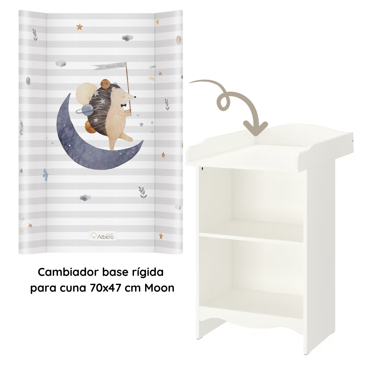Cotton Color Cambiador base rígida 2 en 1 para Cuna y Cómoda