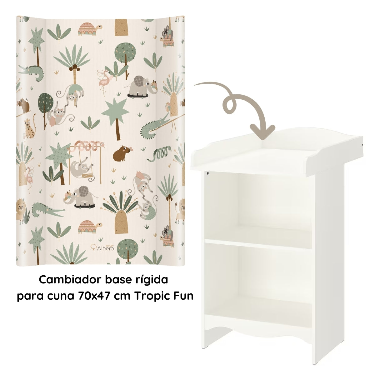 Cotton Color Cambiador base rígida 2 en 1 para Cuna y Cómoda
