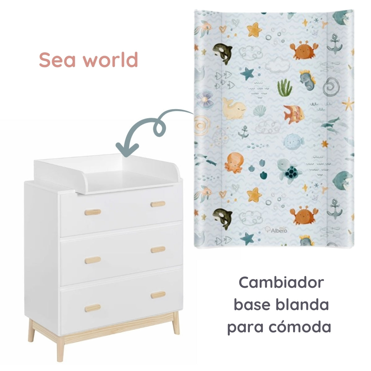 Cotton Color Cambiador base blanda para cómoda 70x47 cm