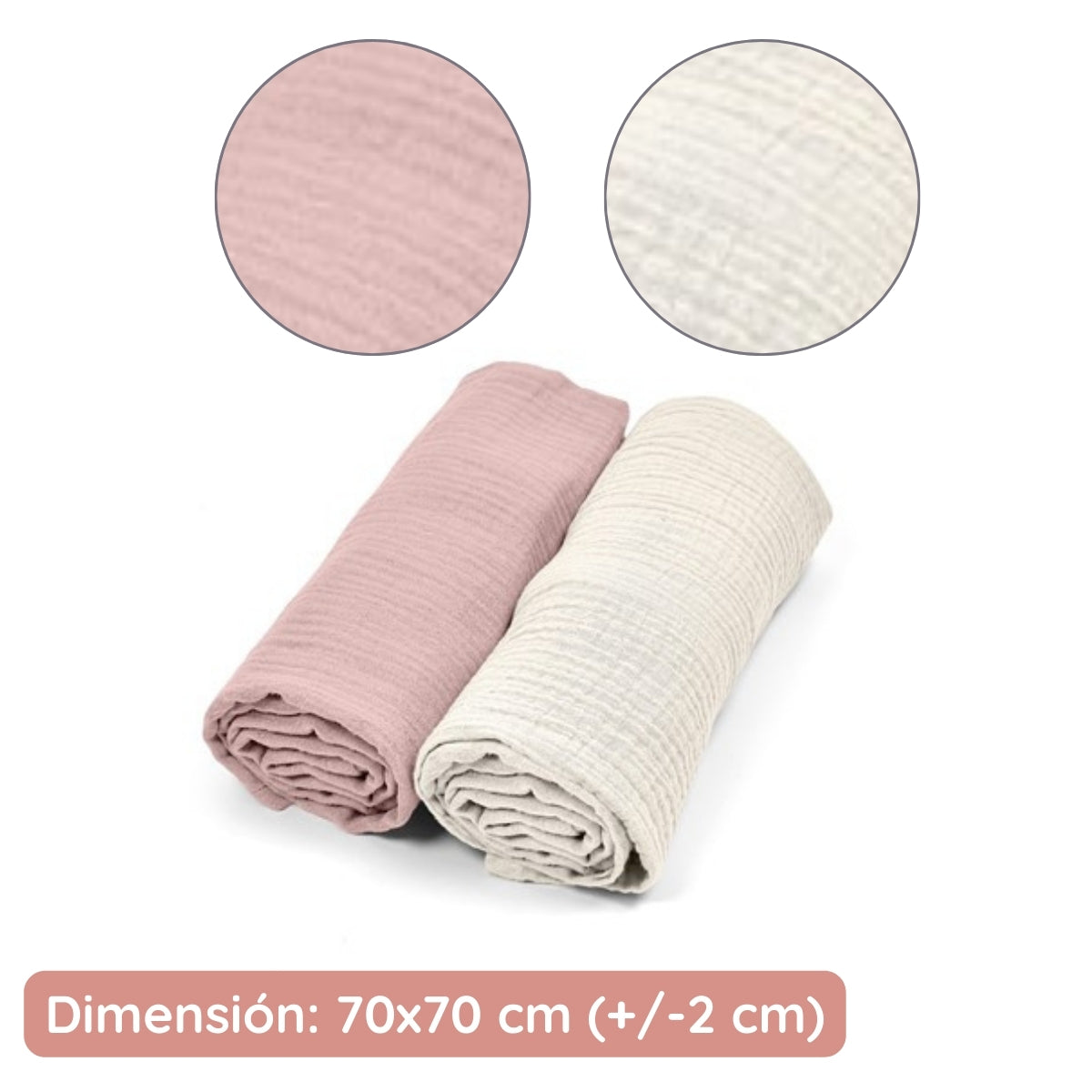 Cotton Color Pack 2 muselinas de algodón 70x70 para bebé Cotton Color