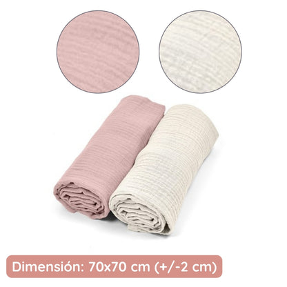 Cotton Color Pack 2 muselinas de algodón 70x70 para bebé Cotton Color
