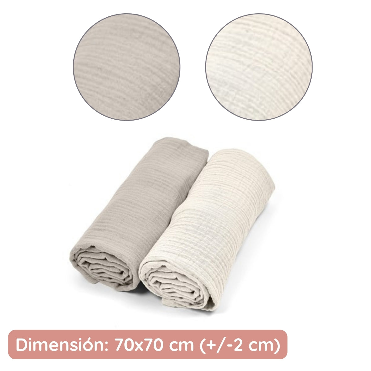 Cotton Color Pack 2 muselinas de algodón 70x70 para bebé Cotton Color