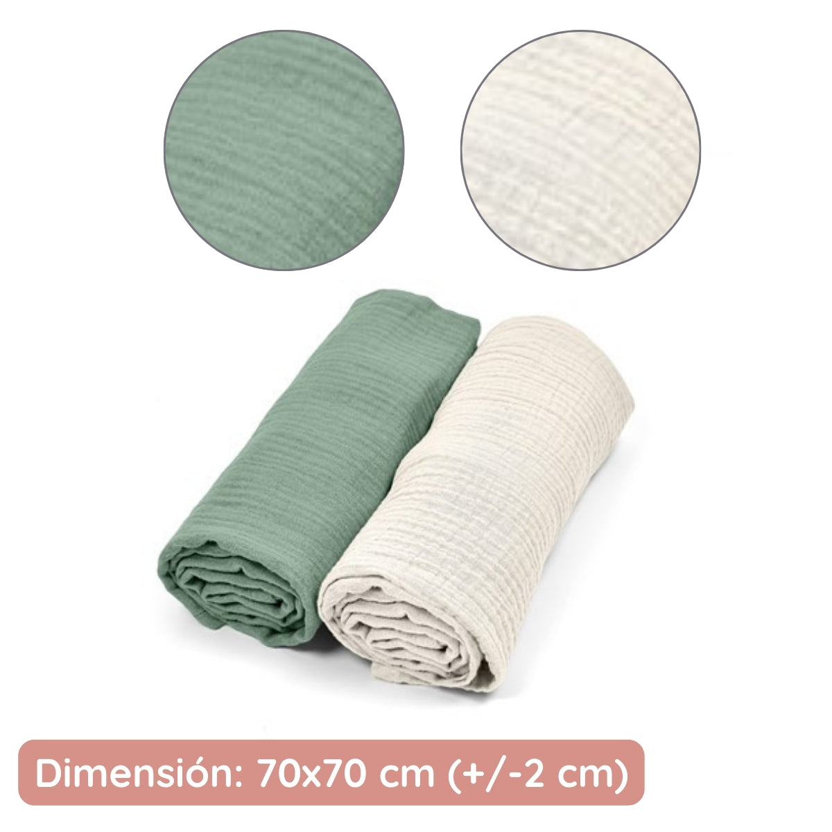 Cotton Color Pack 2 muselinas de algodón 70x70 para bebé Cotton Color