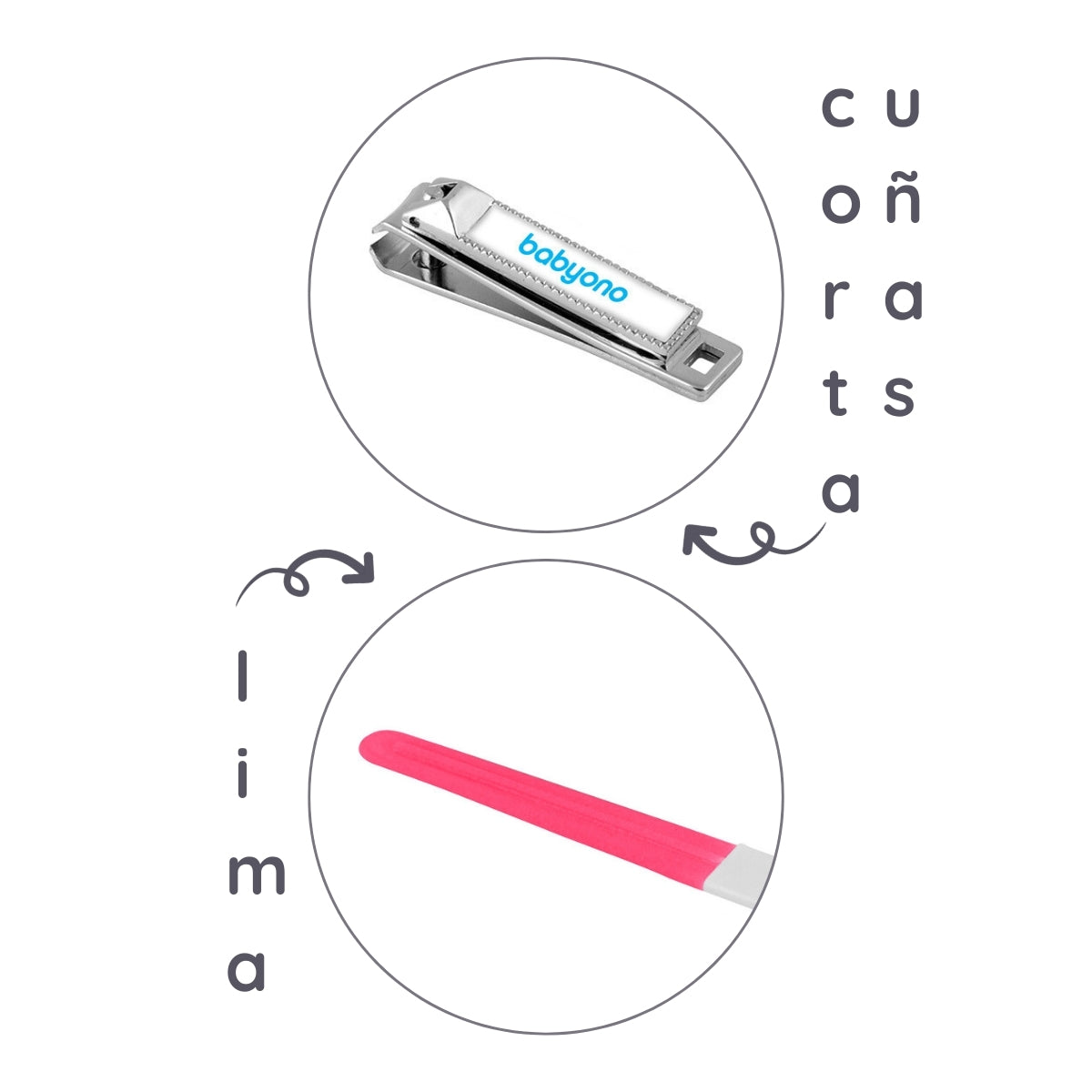 Babyono Set cortauñas tres piezas acero inox.