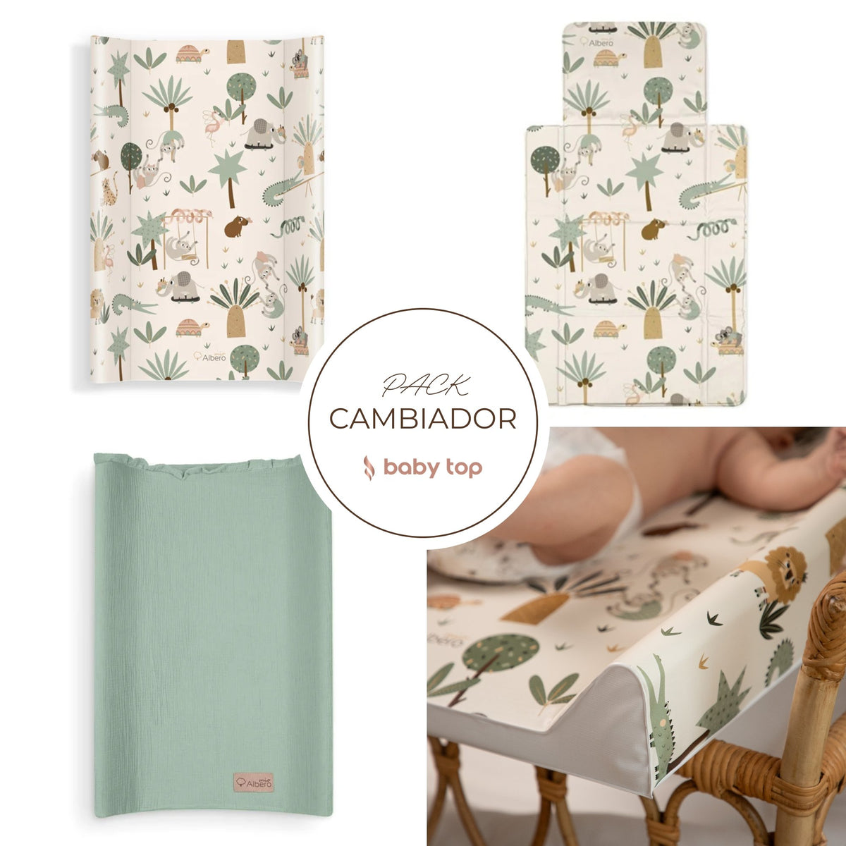Pack 2 Cambiadores + Funda muselina Cotton Color-P01 en Baby Top