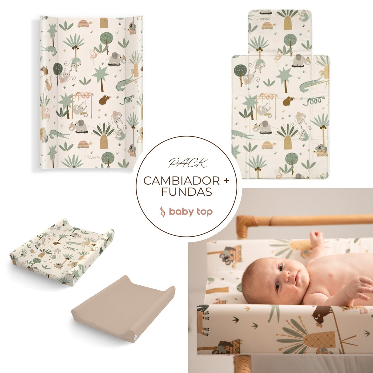Pack 2 Cambiadores +2 Fundas Cotton Color-P02 en Baby Top
